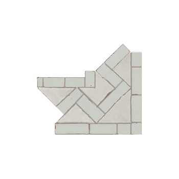 Mosaic House Moroccan tile ZigZag S Inner Corner 1 White,    solid zellige, mosaic, zellij, border, glaze, simple 